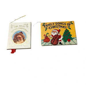 Vtg Family Songs Of Christmas Mini Book Ornament And The Night Before Christmas
